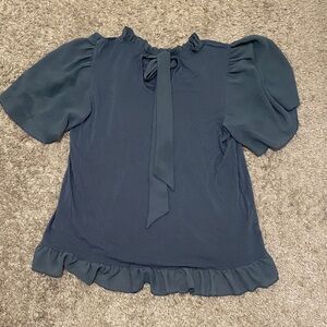 Kim & Cami Navy Blouse with Bow Detail